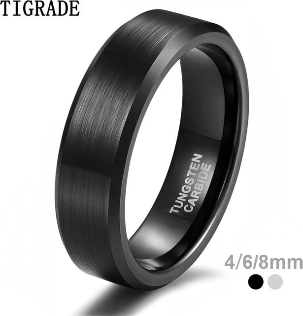 TIGRADE Ring Wolframkarbid, Schwarz, gebürstet, Unisex - Bild 1