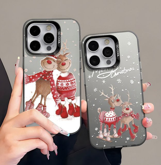 Stoßfeste Silikon Handyhülle mit Rentier-Cartoon-Design für Samsung Galaxy S25 Ultra, S24, S23, FE, A55 5G, A54, A53, A52 in Multicolour - Bild 1