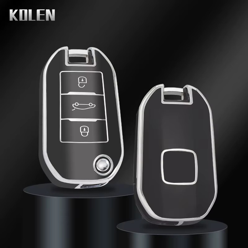 KOLEN TPU Auto Flip Key Case Cover Shell für Peugeot und Citroen in Schwarz - Bild 3