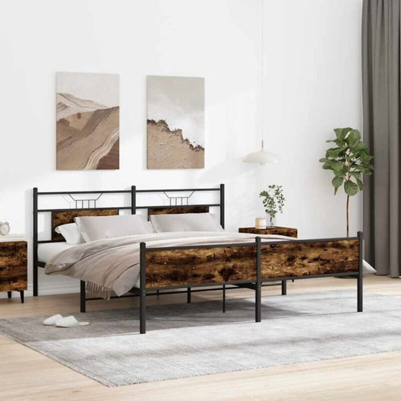 Metallbett aus Stahl im Industrial Design von Vidaxl, Farbe Braun, B/T: 180 x 200 cm - Bild 1
