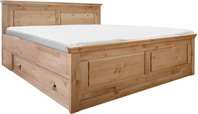 Baltic Schlafzimmer Set aus massiver Kiefer in Eichefarben, 4-teilig mit Kleiderschrank, Bettgestell und Nachttischen - Bild 1