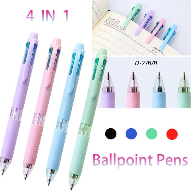 JOMPENS 4-in-1 Multifunktions-Kugelschreiber-Set mit 0,7 mm Mine und 4 Farben für das Büro - Bild 1
