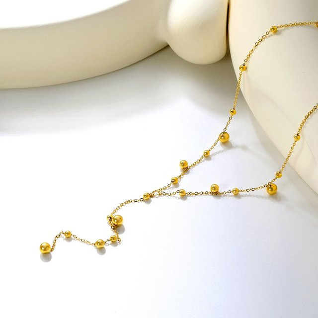 LUXUSTEEL Halskette Edelstahl, Gold, Perle, Damen - Bild 1
