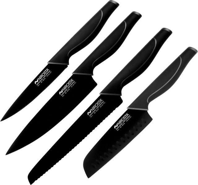 Nirosta Messer-Set Wave groß, 4-teilig, Schwarz-Grau - Bild 1