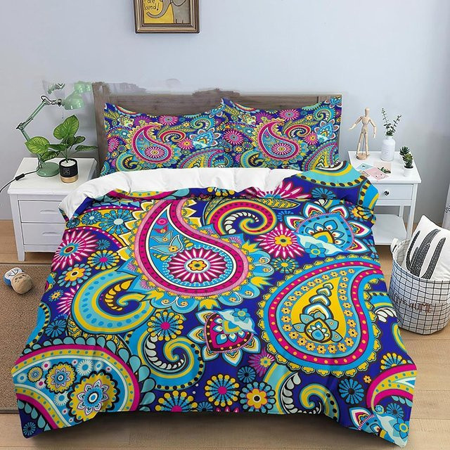 Bettwäscheset Your Warm Home mit indischem Blumenstil und Boho Mandala Design, bunt, Material: Polyester/Mikrofaser, B/H: 135 x 200 cm - Bild 1