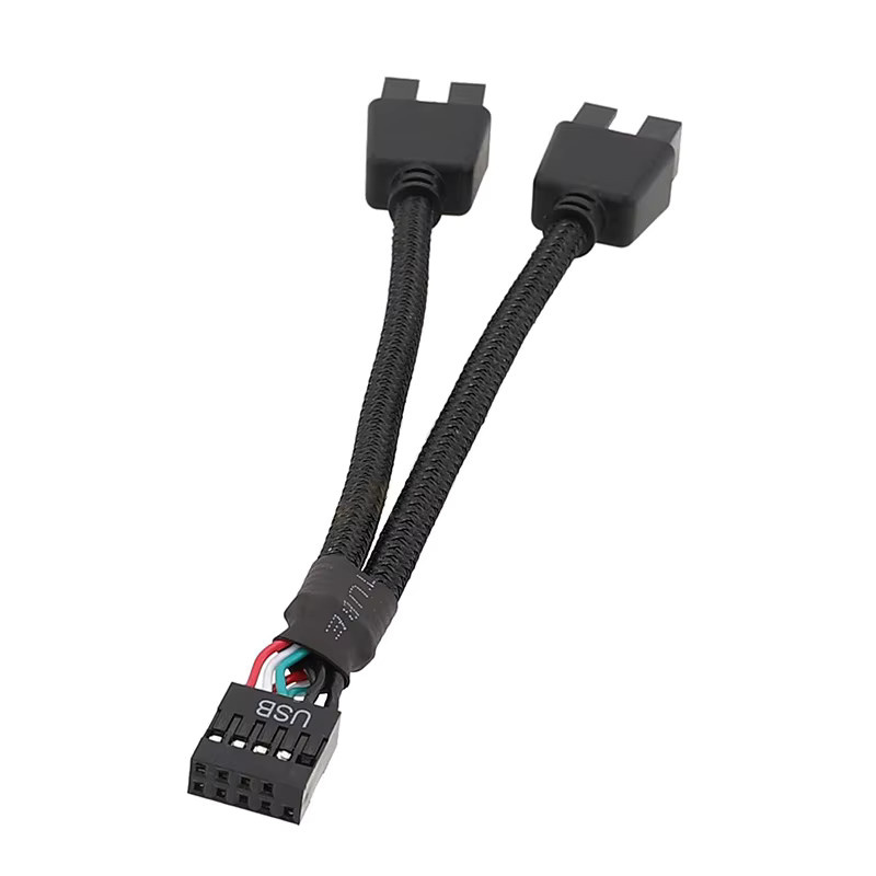 JCD USB 2.0 9-poliger Header 1 auf 2 Verlängerungs-Hub-Splitter-Adapter-Konverter in Schwarz - Bild 2