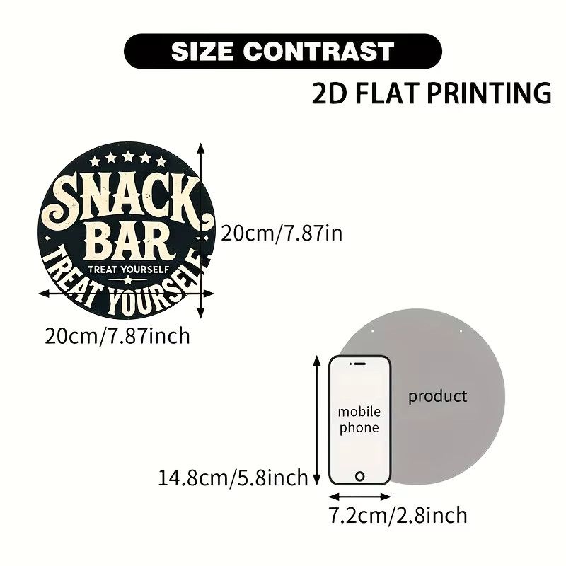 Potdemiel Wanddekoration Snack Bar Treat Yourself Today Kreisförmiges Holzschild mit vorgebohrten Löchern Durchmesser: 20 cm - Bild 3