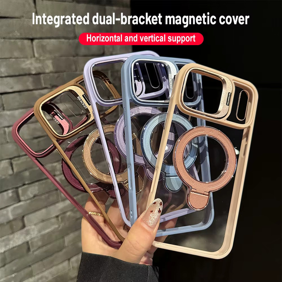 Caynes Transparente Handyhülle mit Doppelgehäuse und Linsenhalterung für iPhone 17 Pro Max, 16, 15 Plus, 14, 13, 12 Pro Max, 11 - Bild 1