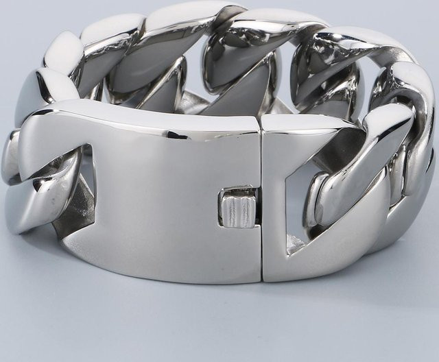 TrustyLan Jewelry Herrenarmband, Panzerkette, Edelstahl, Silber, 23 cm - Bild 1