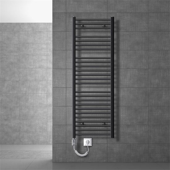 Elektrischer Badheizkörper LuxeBath Anthrazit gebogen mit Heizstab 900W B: 50 cm, H: 150 cm - Bild 1