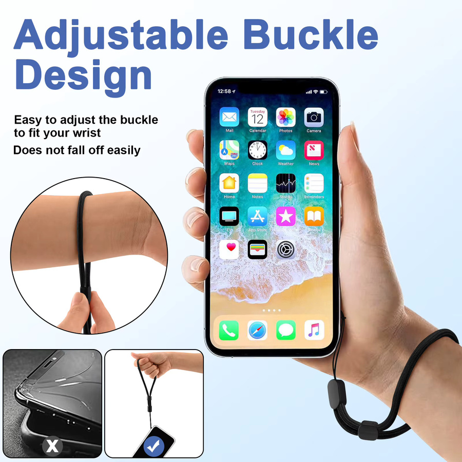 6er Set GoPro Handgelenk-Lanyard aus Nylon in Schwarz für Handy, Kamera und Schlüssel - Bild 3