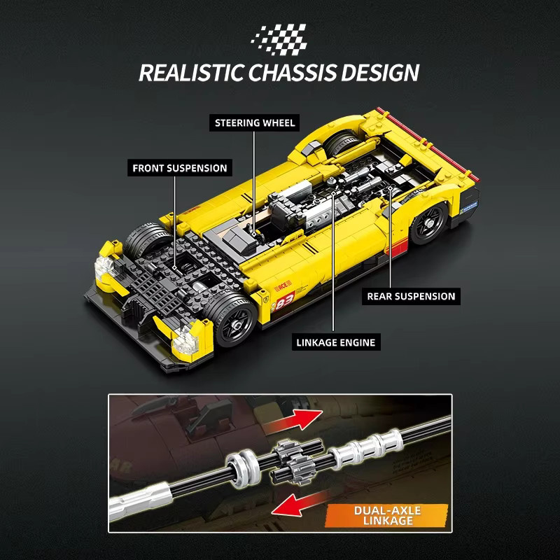 REOBRIX Gelber Supersportwagen, Baukasten, 1370 Teile, 1:16 Modell - Bild 3