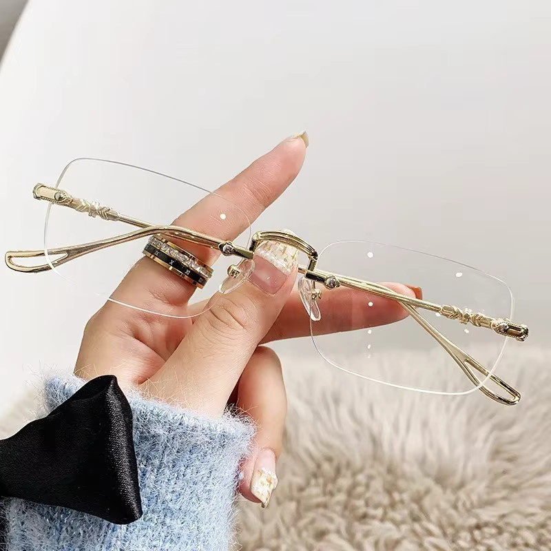 DIXSG Korrektionsbrille, randlos, Metall, rechteckig, Silber, Unisex - Bild 3