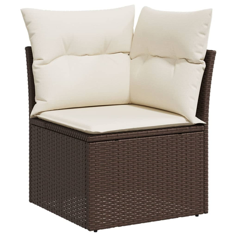 vidaXL 5-tlg. Garten-Sofagarnitur in L-Form aus braunem Polyrattan mit wetterfesten Kissen und pulverbeschichtetem Stahlgestell - Bild 4