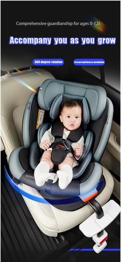 Magic ZC R129 I-Size 360 Grad drehbarer Baby-Autositz mit ISOFIX für Säuglinge und Kleinkinder, Schwarz-Grau, 40-150 cm - Bild 2