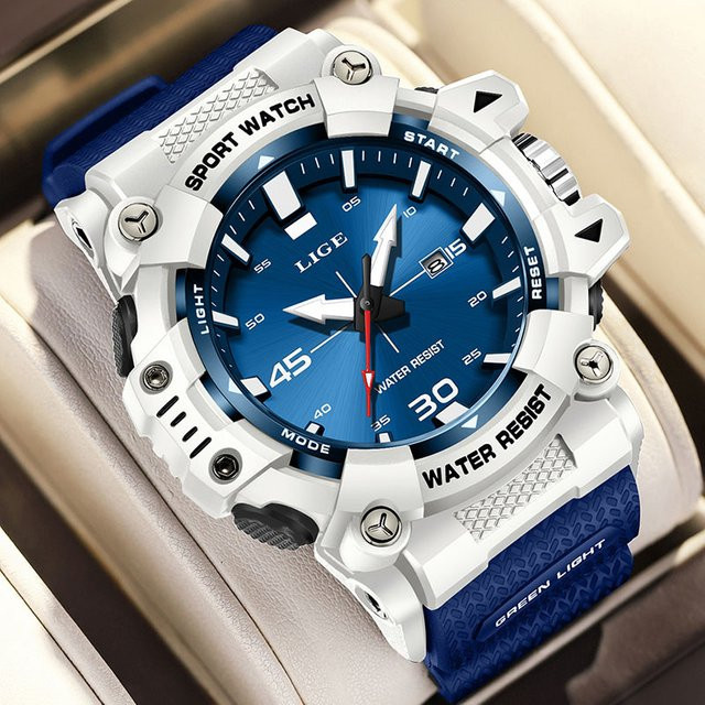 LIGE Armbanduhr Quarz, Silikon, Schwarz, Herren - Bild 1