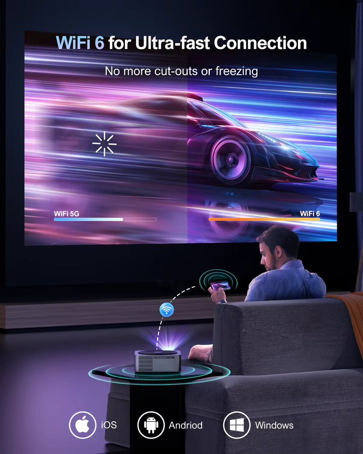 ULTIMEA Apollo P40 Smart Home Theater Projektor mit Native 1080P Full HD, 4K-Unterstützung, WLAN und Bluetooth sowie Autofokus - Bild 4