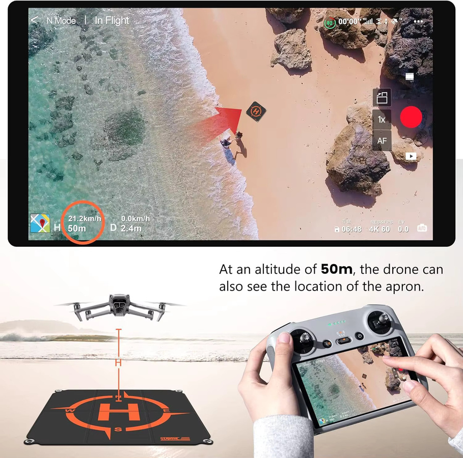 STARTRC Drohnen-Landeplattform für DJI Neo 2, Mini 5 Pro, Mini 4K, Mini 4 Pro, 3, Avata 2/360 und Air 3S, faltbar, Schwarz-Orange, Durchmesser: 55 cm - Bild 2