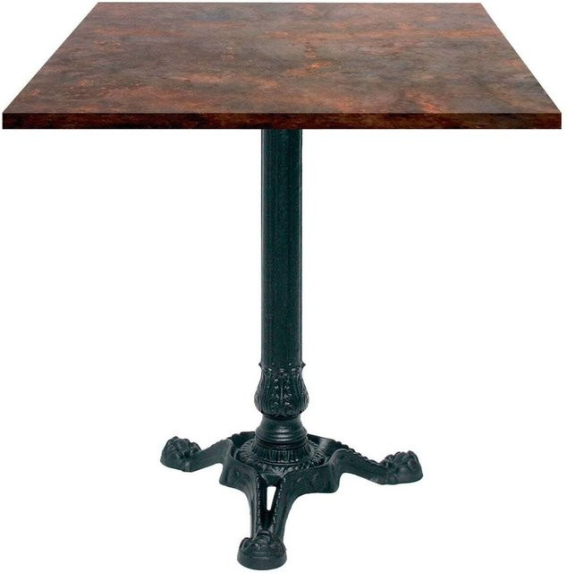 RestooTab Bistrotisch quadratisch in Stein- und Holzoptik mit schwarzem Metallgestell, B/T/H: 70 x 70 x 75 cm - Bild 1