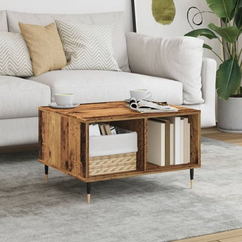 Vidaxl Couchtisch in Altholz-Optik Braun im Industrial Design aus Holzwerkstoff und Metall, Rechteckig, B/T/H: 60 x 50 x 36,5 cm - Bild 1
