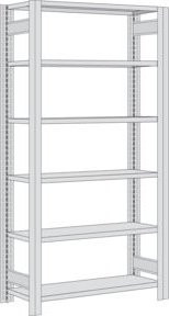 Regalwerk BERT Lagerregal Grundfeld in Grau mit 7 Fachböden, H x B x T: 250 x 100,5 x 40 cm - Bild 1