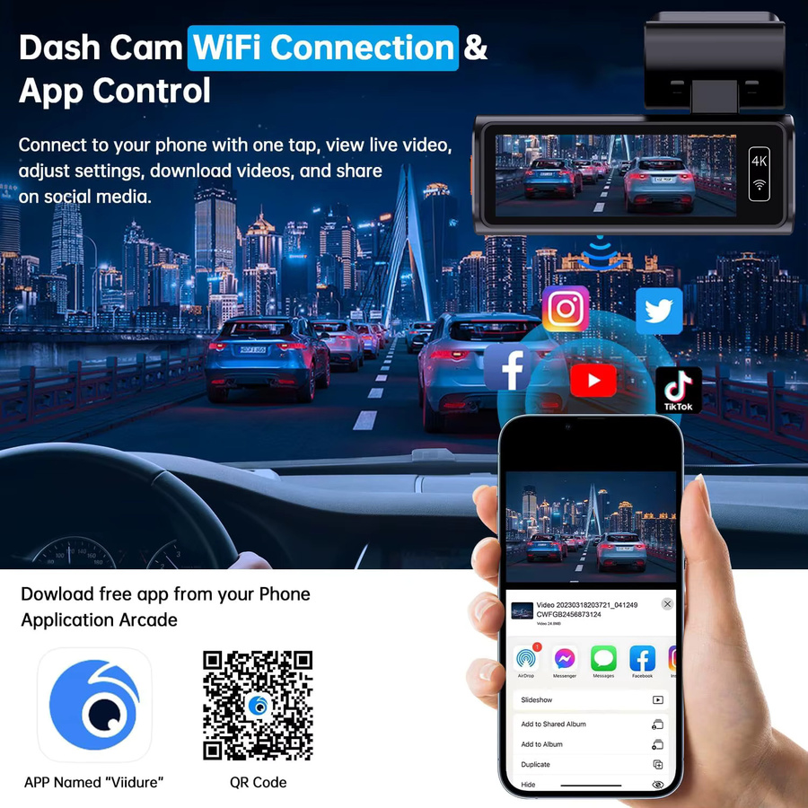 OMGO Dashcam mit 4K+2.5K Auflösung, ADAS, GPS und 5G WiFi in Schwarz - Bild 5