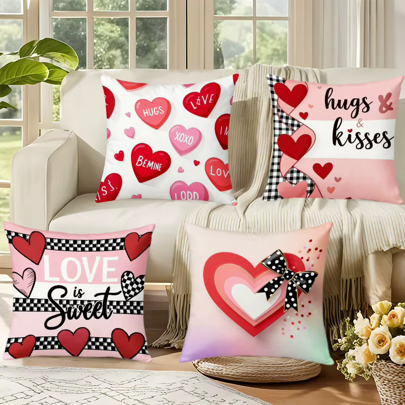 VIKAMA Dekorativer Kissenbezug Liebesbrief Valentinstag in Rosa, B/B/B: 30 x 30 x 30 cm - Bild 3