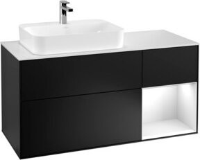 V&B Waschtischunterschrank Finion mit LED-Wandbeleuchtung, Breite: 120 cm, Blau Lackiert - Bild 1