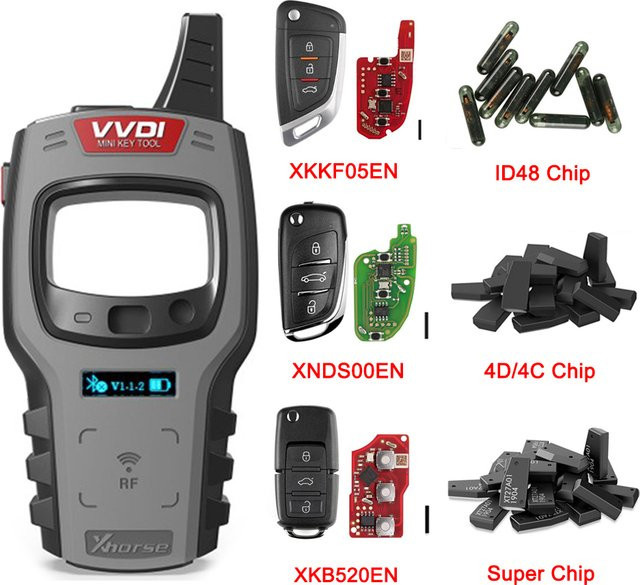 Xhorse VVDI Mini Key Tool Global Auto Schlüssel Programmierer mit Bluetooth für Android und iOS zur Programmierung von 4D 4C ID48 XKB501EN 96bit 48-Clone Fernbedienungen und XT27 Super Chip - Bild 1