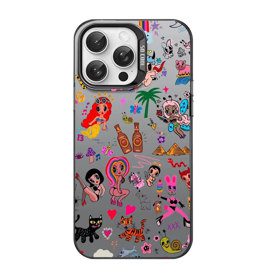 Karol G Mañana Será Bonito Handyhülle für iPhone 16 15 14 13 12 11 Pro Max Schwarz Matt Mehrfarbig Laser Metallic Aurora Design - Bild 4