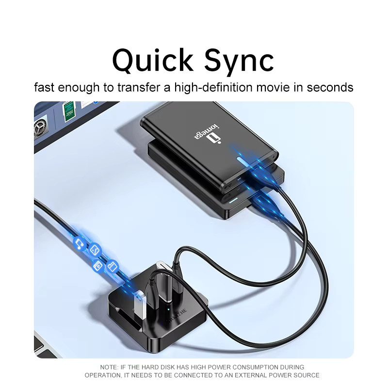 SAMZHE USB 3.0 Hub mit 4 Anschlüssen, schneller USB-Splitter für Laptop, PC und Desktop, Schwarz - Bild 3