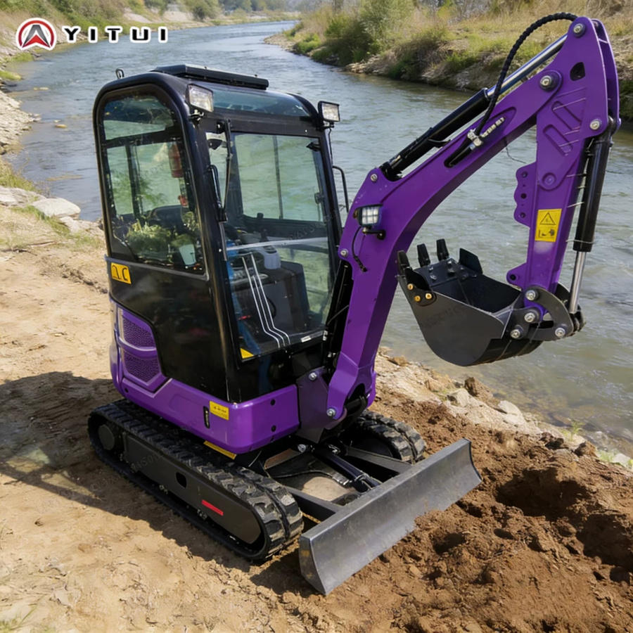 YITUI Minibagger 2,6 Tonnen Raupenbagger mit Kabine in Lila - Bild 4