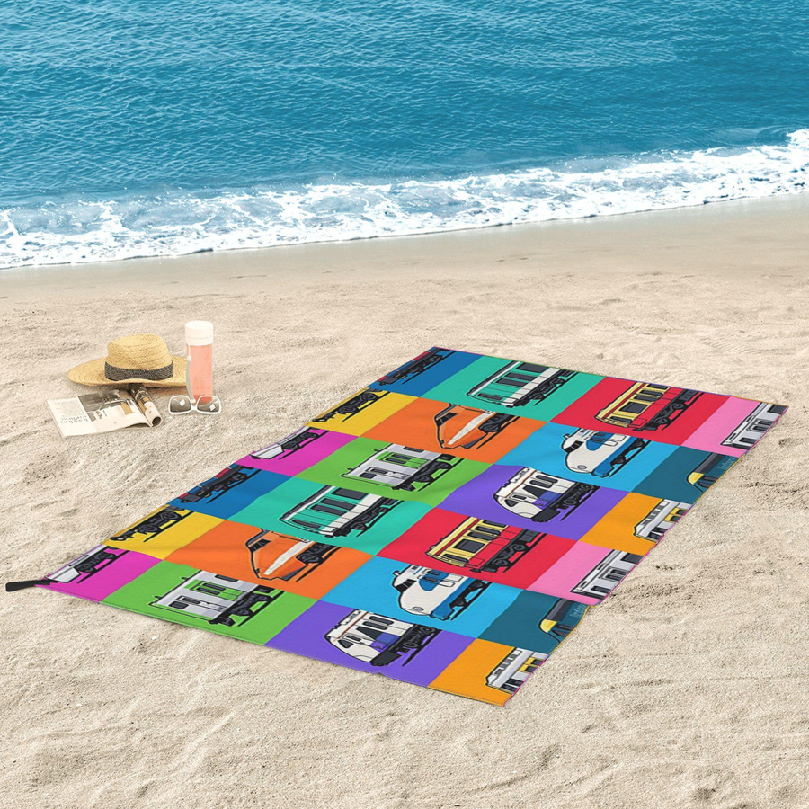 Weltzüge Strandtuch aus weicher Mikrofaser mit Gittermuster, schnelltrocknend und saugfähig, Multicolour, B: 70 cm, L: 140 cm - Bild 3