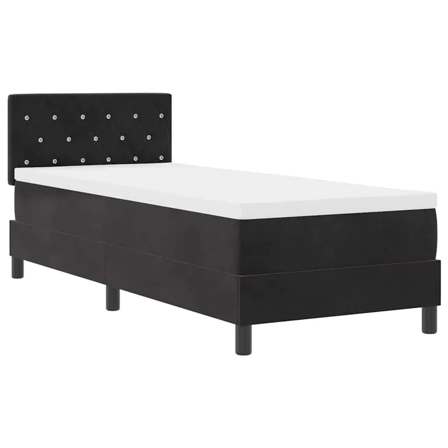 vidaXL LED Boxspringbett mit Matratze Schwarz Samt B/T/H: 80 x 200 x 140 cm - Bild 2