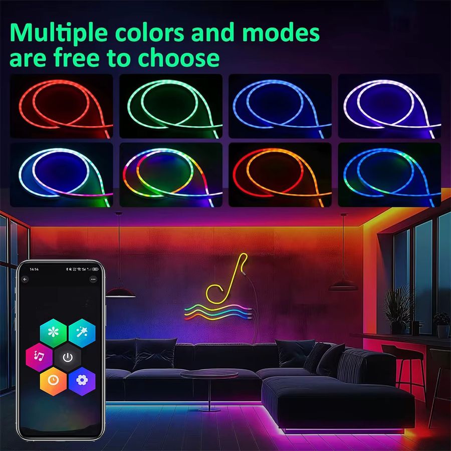 Acosh Neon RGBIC Dreamcolor LED Lichtstreifen mit Musiksynchronisierung und Bluetooth via USB 5V - Bild 5