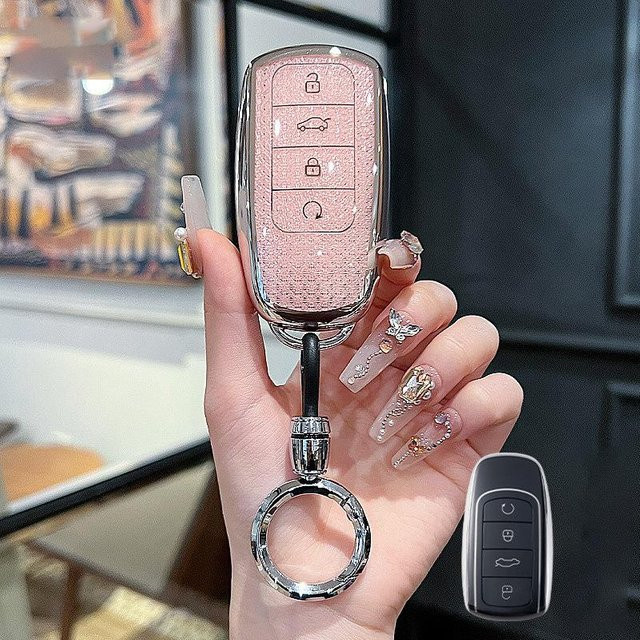 Kristall TPU Schlüsseletui für Chery Omoda 5 C5 Tigo 7 8 Pro Max Tigo 7 8 Plus Arrizo 5 Plus Fernbedienung Schlüsselabdeckung mit Schlüsselanhänger in Grau und Transparent - Bild 1