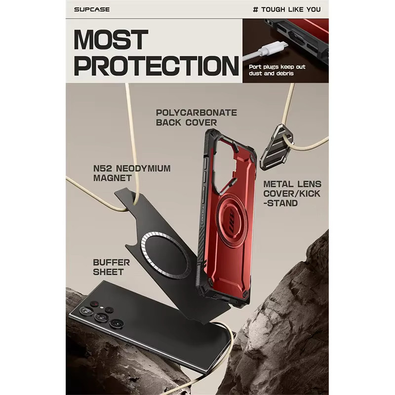 SUPCASE UB Mag XT Schutzhülle für Samsung Galaxy S24 Ultra 6,8 Zoll in Schwarz mit Kameraabdeckung und integriertem Ständer - Bild 3