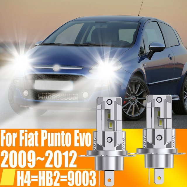 Neallor H4 HB2 9003 LED Scheinwerfer Set in Weiß und Silber, Canbus Fehlerfrei, High Power Diode Lampe für Fiat Punto Evo 2009 bis 2012 - Bild 1