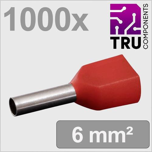 Tru-Components TC-13377232 Zwillings-Aderendhülse 1mm² Teilisoliert Rot, 1000 Stück - Bild 1