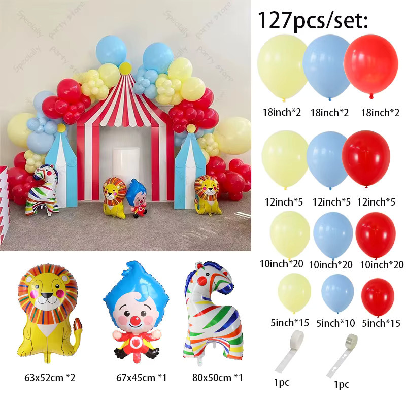 127-teiliges Luftballon-Set für Karneval und Zirkus mit Clown, Löwe und Zebra als Girlande für Kindergeburtstage und Babypartys, Mehrfarbig - Bild 2