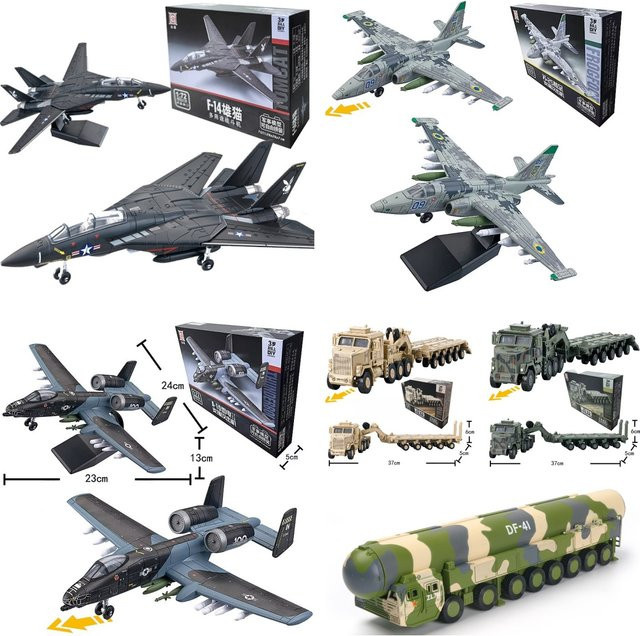 LMKJ Kreative Militär-Serie Bausteine DF-41 Rakete Tomcat F14 Tarnkappen-Kampfjet M1070 Schwerlast-LKW Modellspielzeug, 1:72 - Bild 1