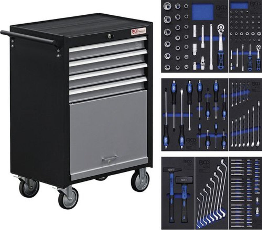 BGS Technic Werkstattwagen mit 4 Schubladen und 151 Werkzeugen in Schwarz und Multicolour - Bild 2