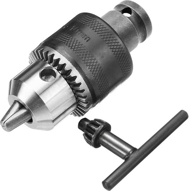 Bohrfutter-Adapter mit 1/16 Zoll Kapazität für 1,5-10mm, quadratische Buchse und Schraubenschlüssel-Konverter in Silber - Bild 1