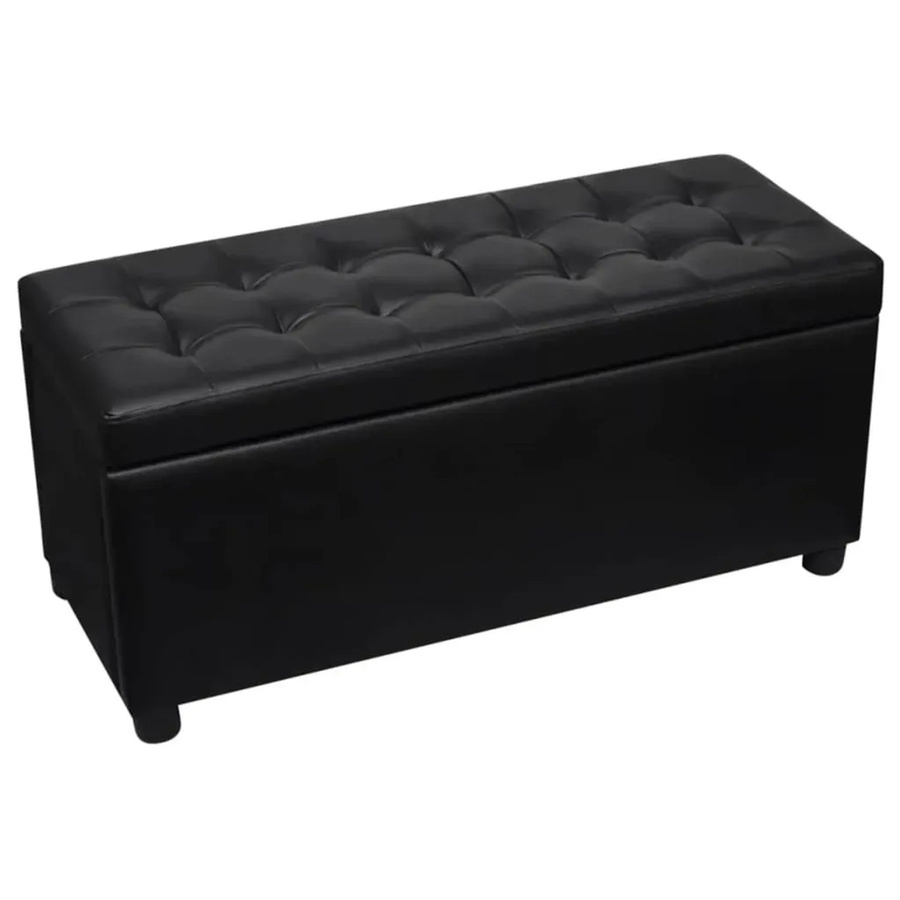 vidaXL Sitztruhe gepolstert aus Kunstleder in Schwarz mit Holzgestell B/T/H: 41 x 36 x 41 cm - Bild 2