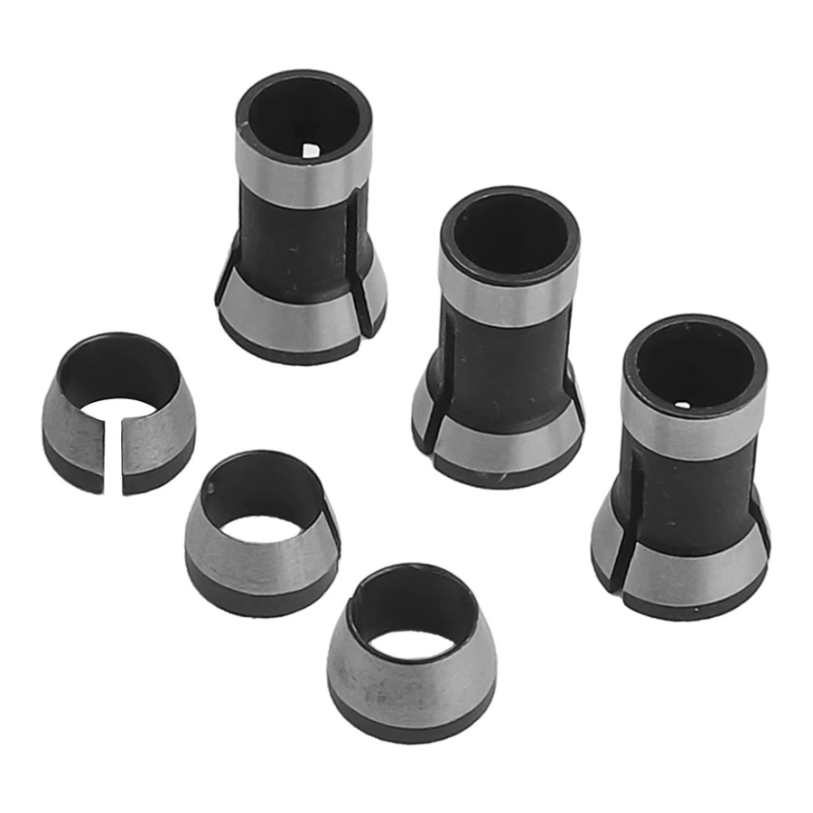 Vibratite Spannzangen-Adapter Set 6-teilig in Silber für Gravurmaschinen und elektrische Router, Durchmesser: 6 mm, 6,35 mm und 8 mm - Bild 2