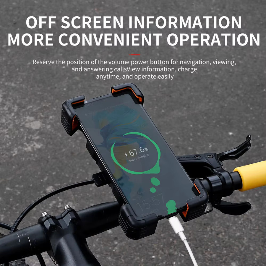 ESLNF Fahrrad-Handyhalter Universal 360 Grad Ansicht Telefonhalterung für 4,5 bis 7,2 Zoll in Schwarz und Orange - Bild 3