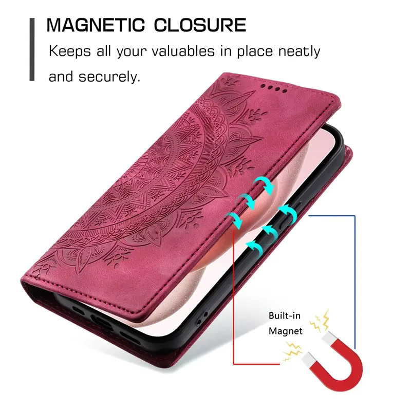 Magnetische Lederhülle für Xiaomi Mi POCO Modelle mit Kartenfach und Brieftaschen-Funktion in Pink - Bild 3