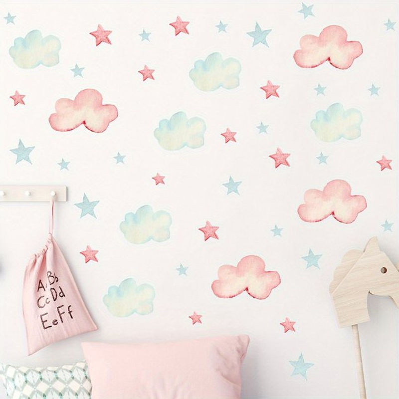 BRUP Wandaufkleber für Kinderzimmer mit Cartoon Wolken Sternen - Bild 1