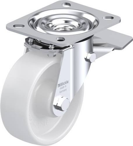 Blickle Lenkrolle L-PO 100R-ST mit Feststeller, Rad-Durchmesser: 100 mm, Tragfähigkeit: 250 kg, Farbe: Weiß - Bild 1