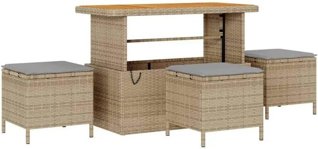 vidaXL Garten-Sofa-Set 9-teilig aus Poly-Rattan und Akazienholz in Beige mit Polsterung und UV-Beständigkeit - Bild 1